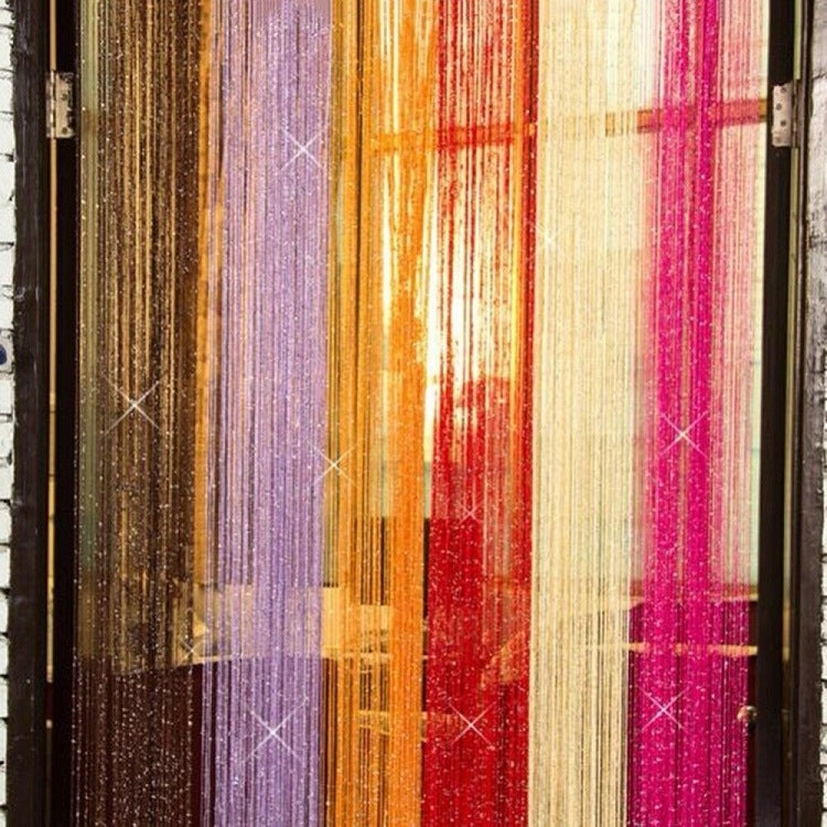 Flashing Silver Thread Curtain 1x2 Meters High Door Curtain With Silver Wire Encryption Living Room Partition Rice Curtain 3