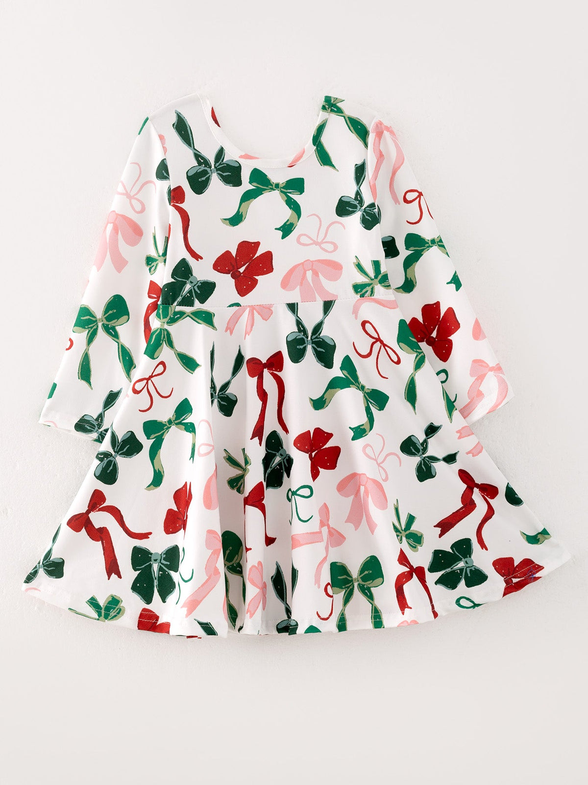 Girls Christmas Bow Print Dress 6