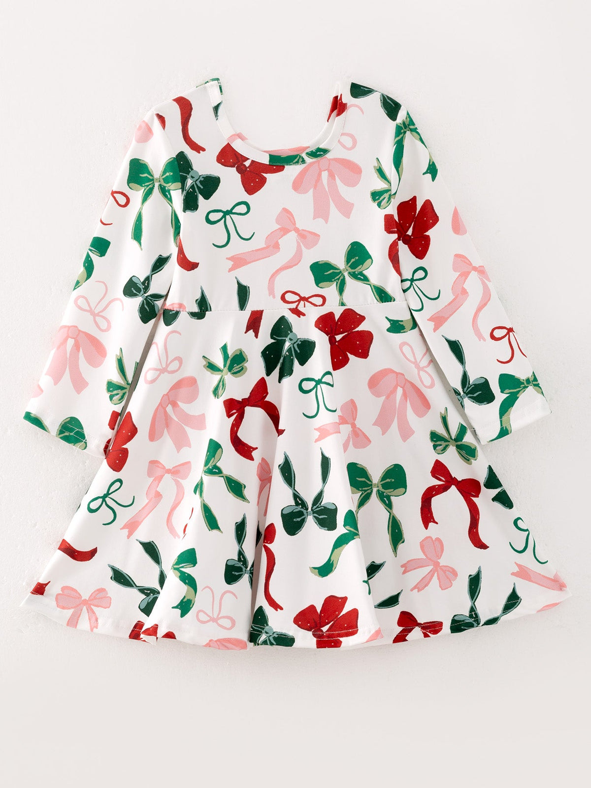 Girls Christmas Bow Print Dress 7