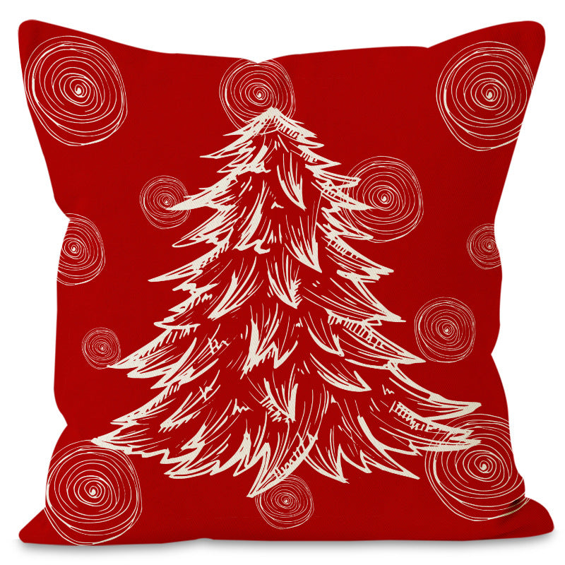 Christmas hat pillowcase linen Christmas tree letter print pillowcase holiday 8