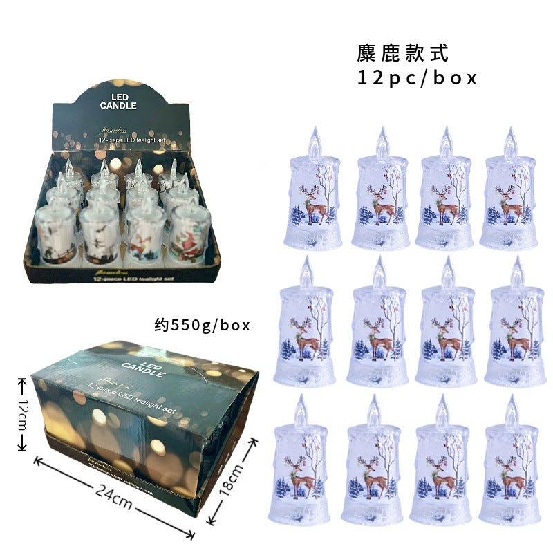 Christmas led electronic candle light Christmas snowman elk decoration luminous night light atmosphere light ornaments 10