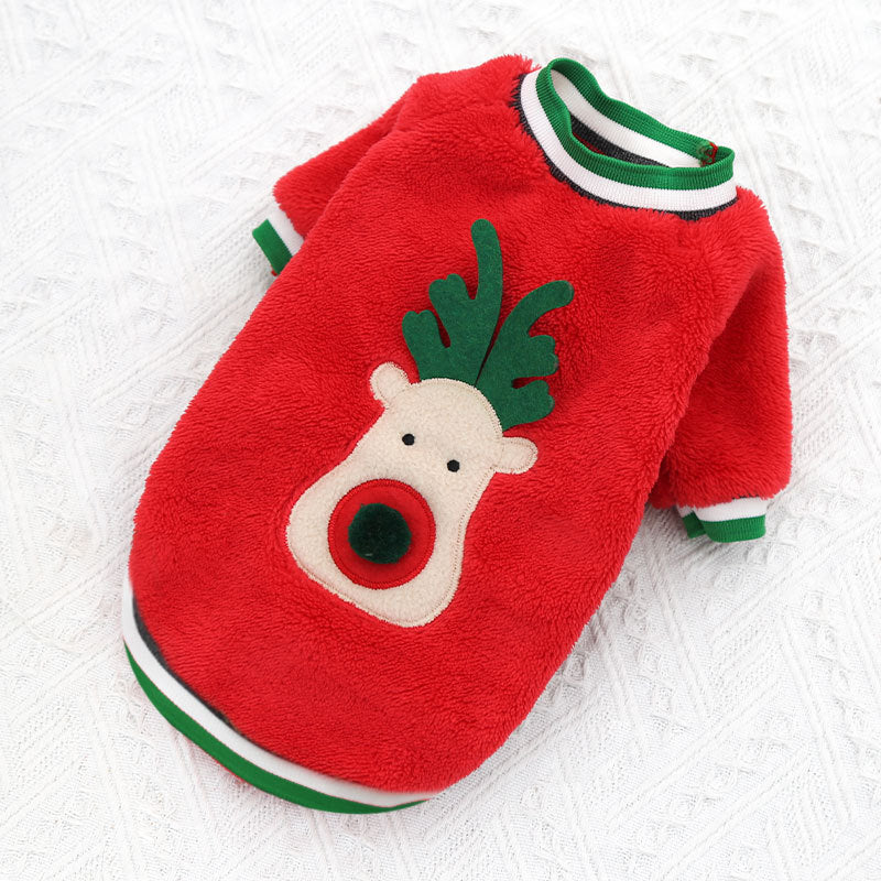 Pet Christmas Clothes Coral Down Dog Sweater Dog Goes Out Christmas Clothes Cats 6