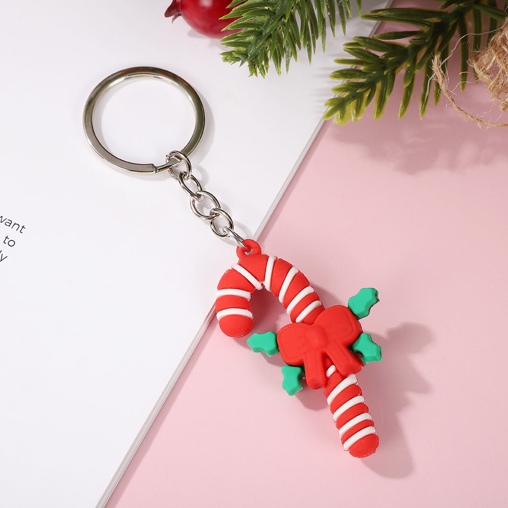 Christmas series keychains cute cartoon soft rubber dolls creative three-dimensional Santa Claus pendants small gifts 4