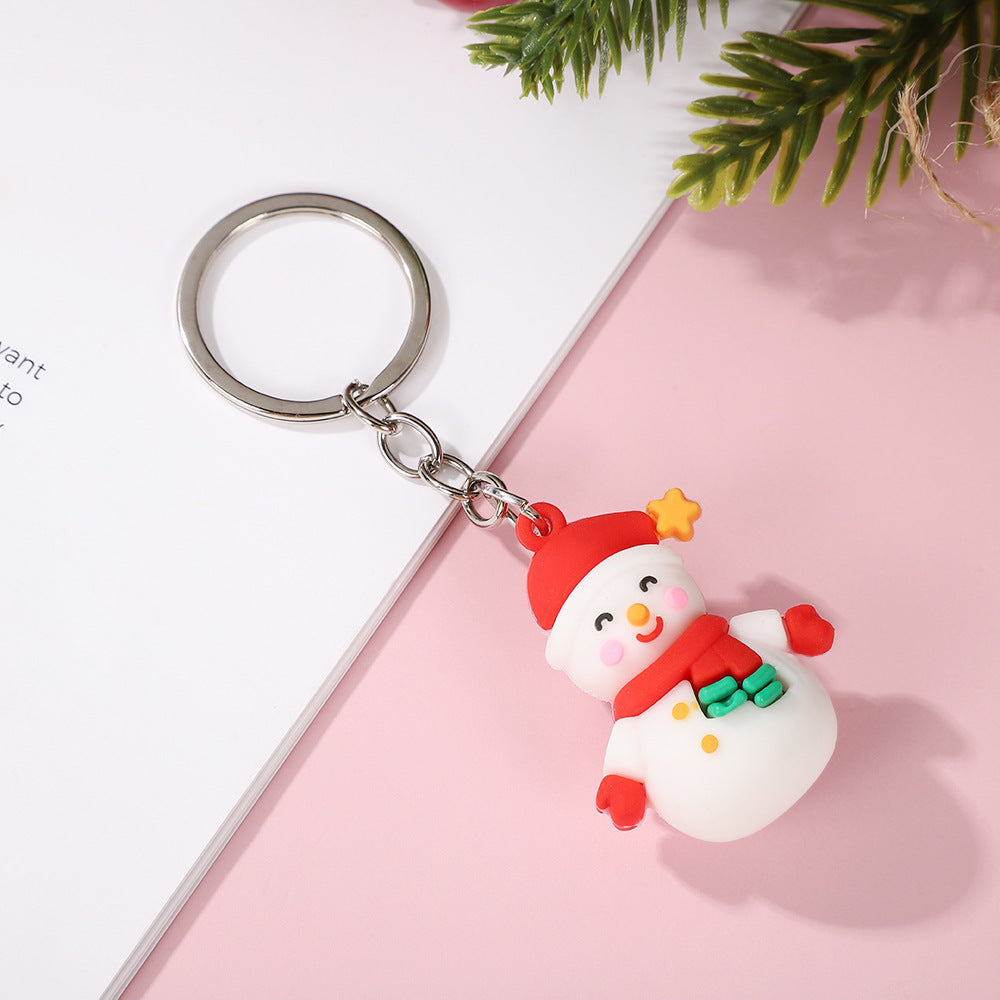 Christmas series keychains cute cartoon soft rubber dolls creative three-dimensional Santa Claus pendants small gifts 5