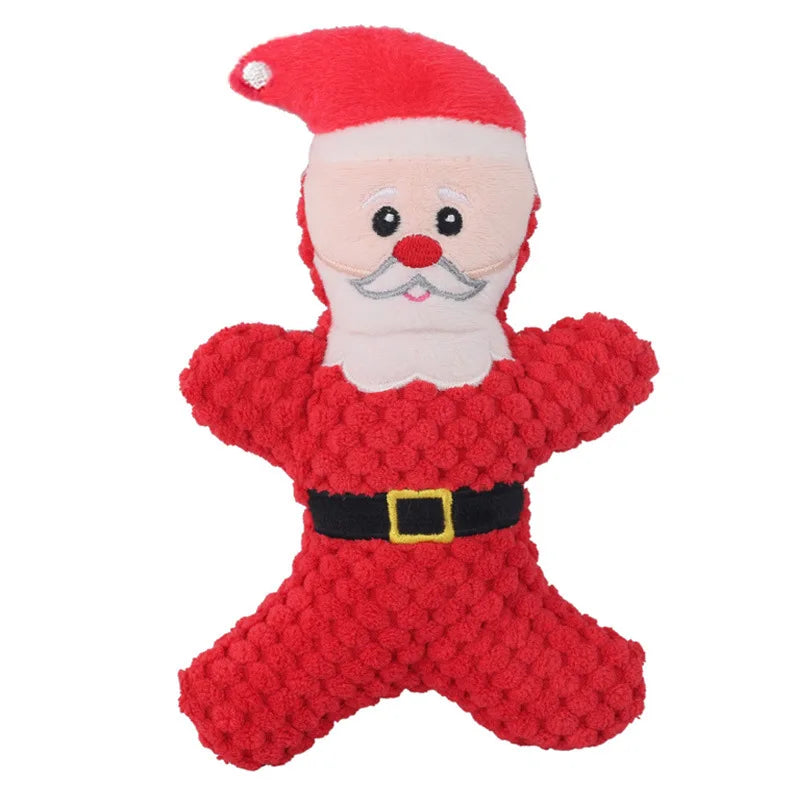 Xmas Pet Dog Plush Noise Chewing Toy Santa Elk Gingerbread Man Donut Cat Dog Christmas Series Cartoon Dog Toy Plush Squeak Toy 10