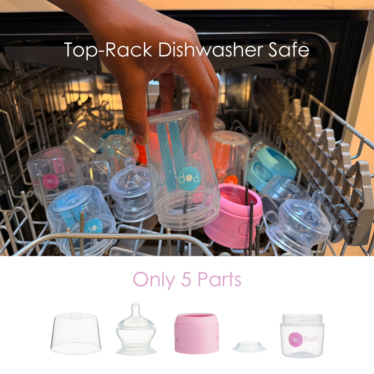 PopYum Pink 7 Piece Bundle: 9oz Bottle 3-Pack + 2 Nipple 2-Packs 7