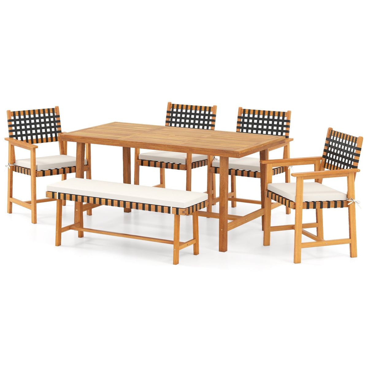 6-Piece Patio Dining Set for 5-6 People Farmhouse Furniture 3