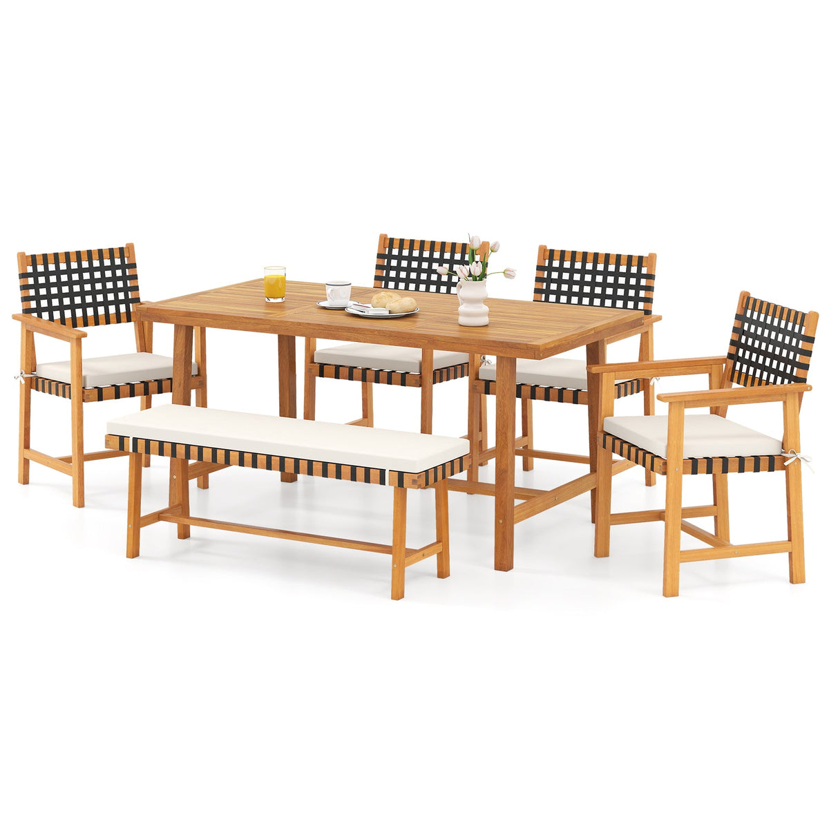 6-Piece Patio Dining Set for 5-6 People Farmhouse Furniture 4