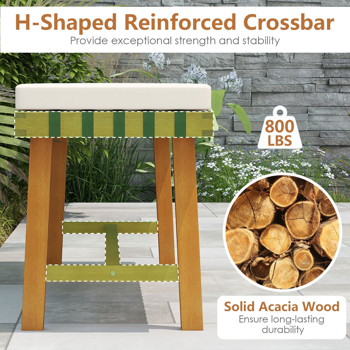 6-Piece Patio Dining Set for 5-6 People Farmhouse Furniture 8