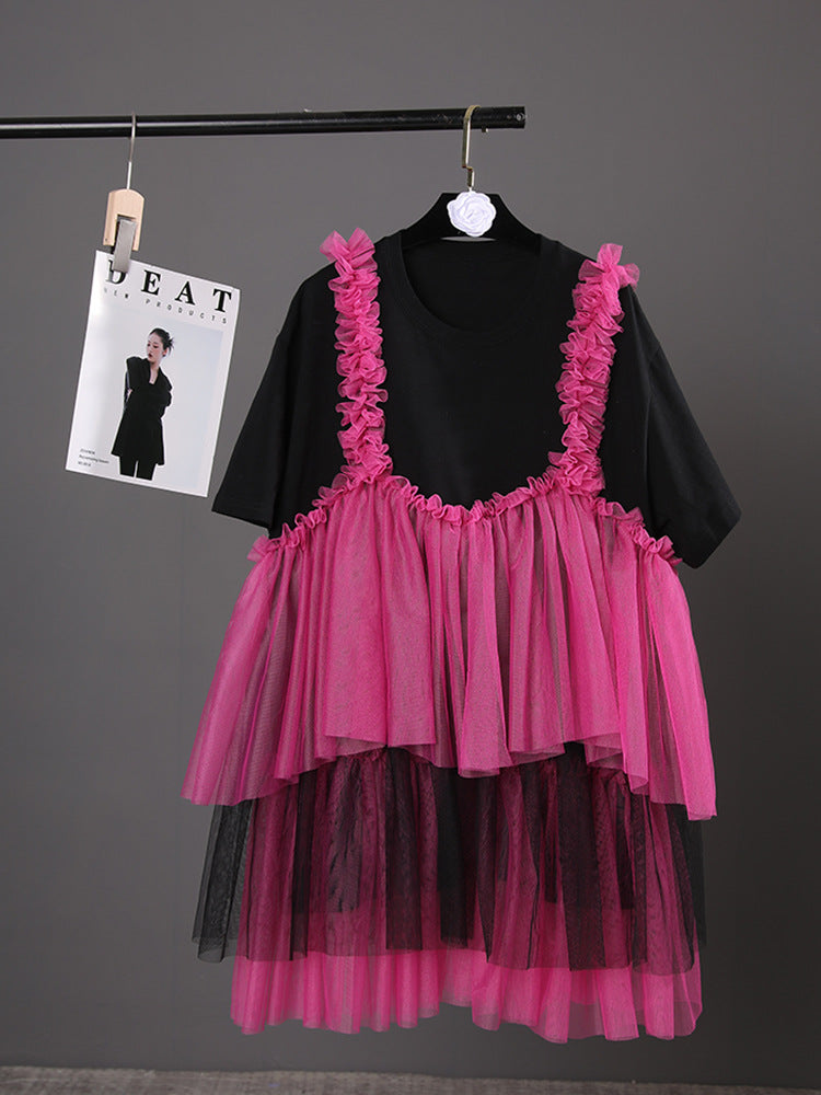 Womens Loose-fit Dress With Mesh Paneling 7