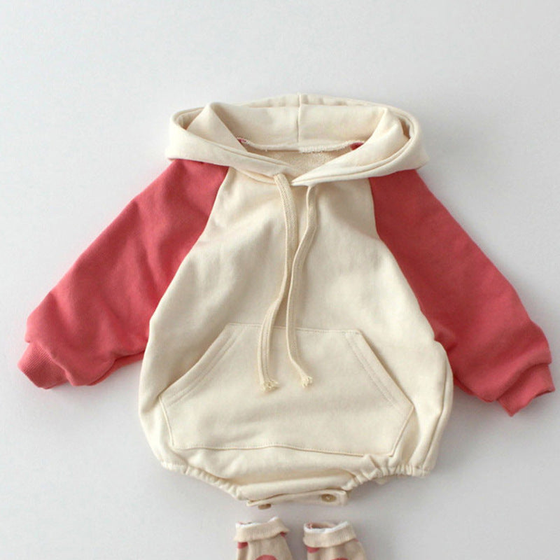 Baby Autumn Jumpsuit With Contrast Sleeves Hooded Sweater 3