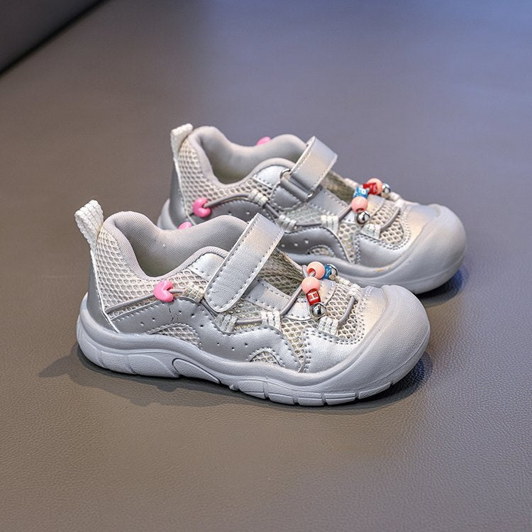 2026 Summer New Girls Closed-Toe Sandals, Kids Mesh Hook-and-Loop Sneakers, Hollow Out Princess Mesh Shoes For Little Girls 5