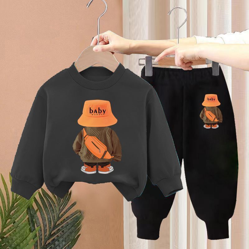 Boys Spring New Children's Autumn Leisure Sports Sweater Medium And Small Two-piece Suit Fashion 9