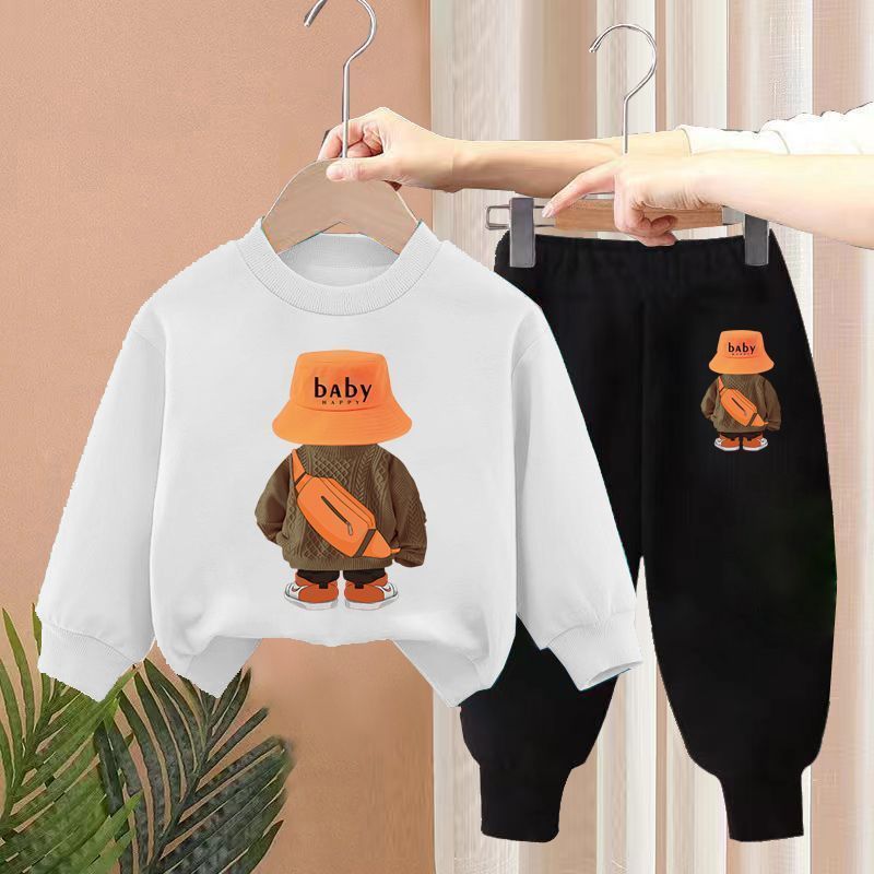 Boys Spring New Children's Autumn Leisure Sports Sweater Medium And Small Two-piece Suit Fashion 8