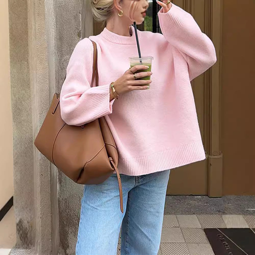 Sweet Crew Neck Pullover Sweater Winter Fashion Loose Long-sleeved Tops For Women Clothing 3