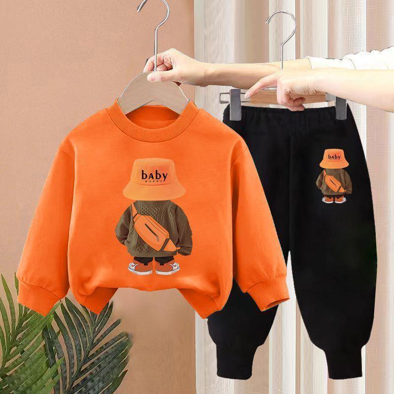 Boys Spring New Children's Autumn Leisure Sports Sweater Medium And Small Two-piece Suit Fashion 1