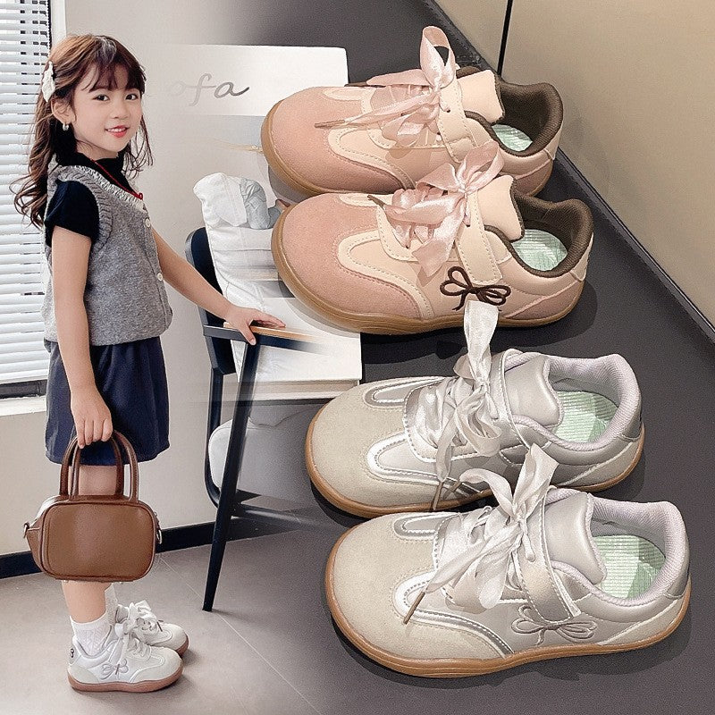 2026 Spring Autumn New Kids Skate Shoes, Breathable German Trainers, Fashion Bow Casual Sneakers For Little & Big Girls 4