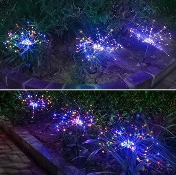 New Ground Plug Solar Fireworks Light LED Light String Copper Wire Outdoor Garden Decoration Star Lights Christmas Lights 45