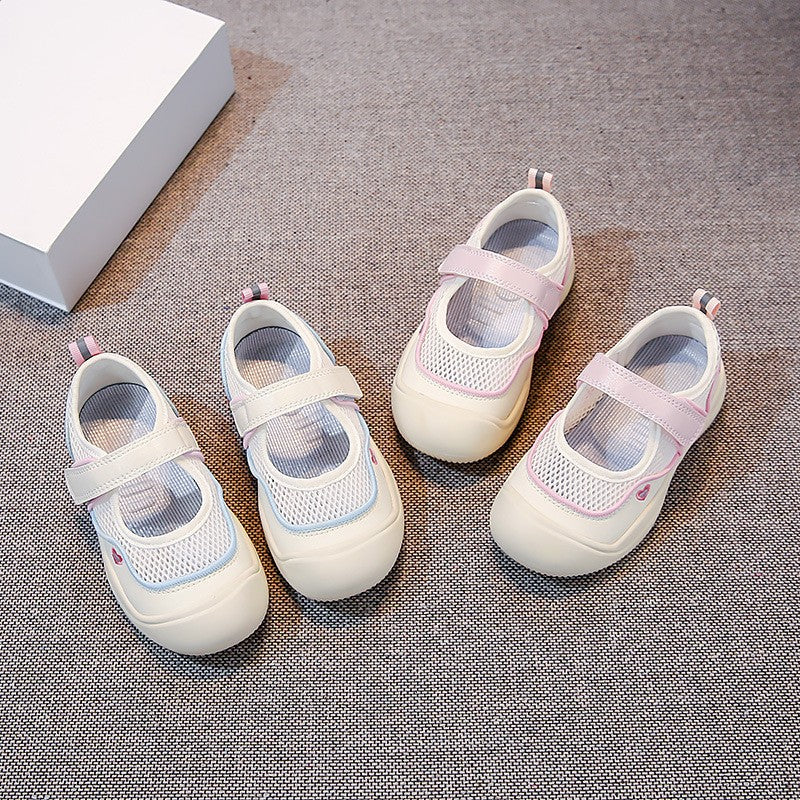 2026 Spring & Summer New Girls Single Mesh Breathable Sandals, Korean Style Toddler Canvas Shoes Versatile Casual Sneakers 5