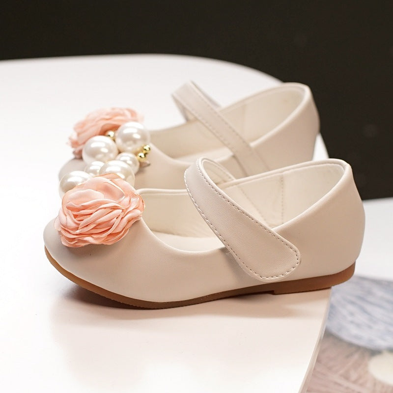 Girls Pearl Bow Show Princess Shoes 3
