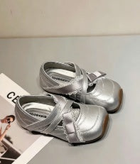 Girls Leather Shoes, Sweet Mary Jane Shoes, French Square Toe Crisscross Strap Princess Shoes, Fashion Versatile Flats For Baby Girls 5