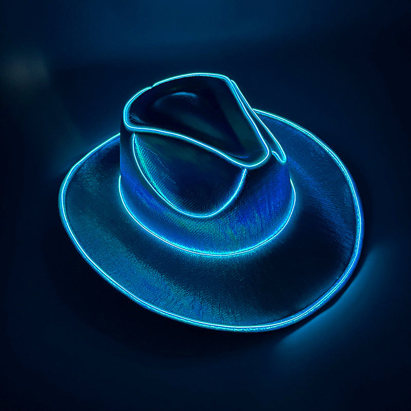 Halloween Carnival Party LED Wireless Fluorescent Colorful Cowboy Flashing Hat 15