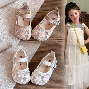 2026 Spring Summer New Girls Mesh Sandals, Kids Breathable Princess Shoes, Casual Loafers Leather Flat Shoes For Little Girls 1