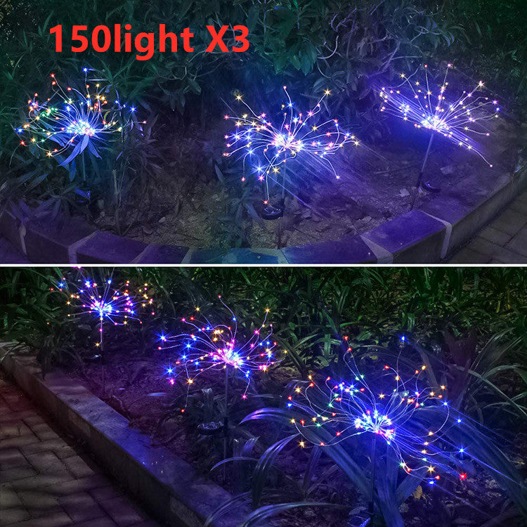 New Ground Plug Solar Fireworks Light LED Light String Copper Wire Outdoor Garden Decoration Star Lights Christmas Lights 7