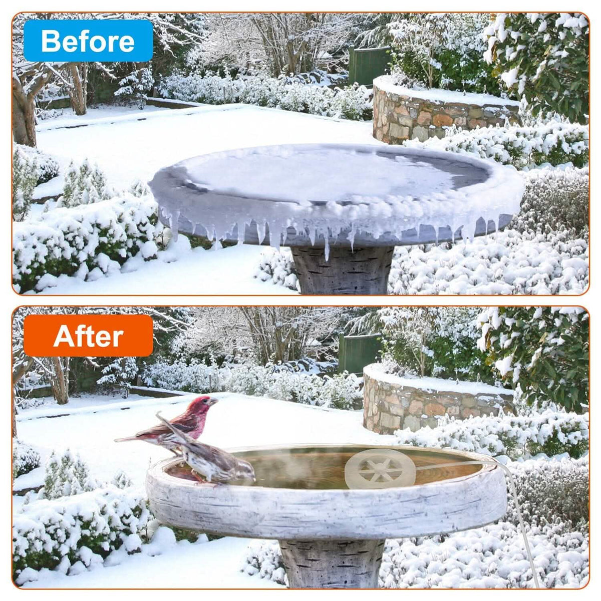 70W Bird Bath Deicer Aluminum Alloy Water Heater with Thermostat Auto Shutdown 6