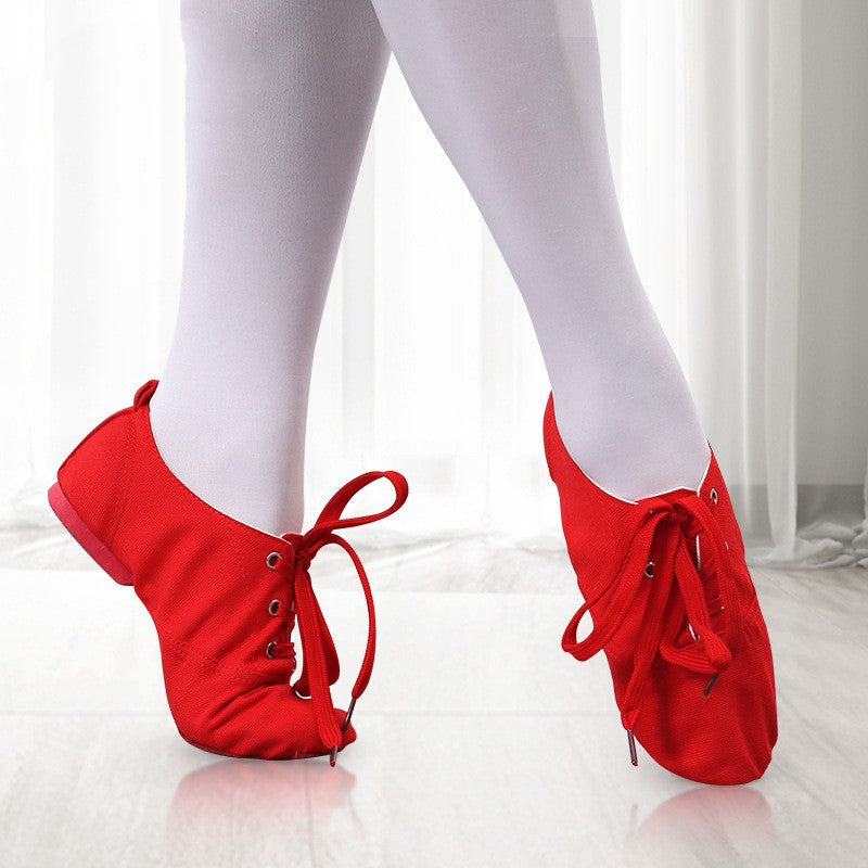 Children's Dance Shoes Women's Dancing Shoes Canvas Jazz Shoes Low-top Men's Modern Body Ballet Slipper 5