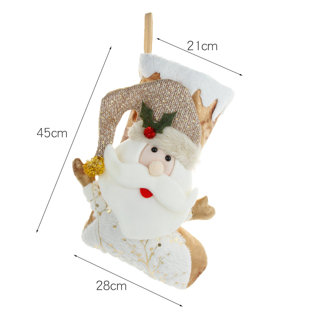 Christmas Decorative Socks Gift Bag Candy Bag Jewelry Gold 3D Christmas Socks Gift Bag 6