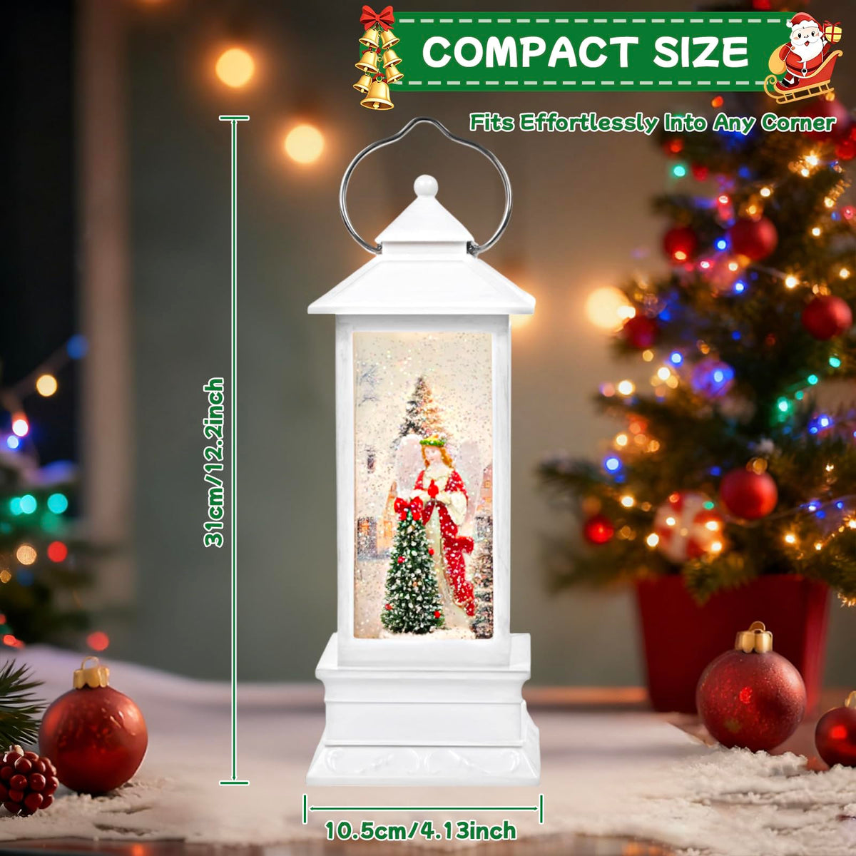 Little Glee Christmas Lantern LED Music Holiday Decoration Angel Tree Resin 6