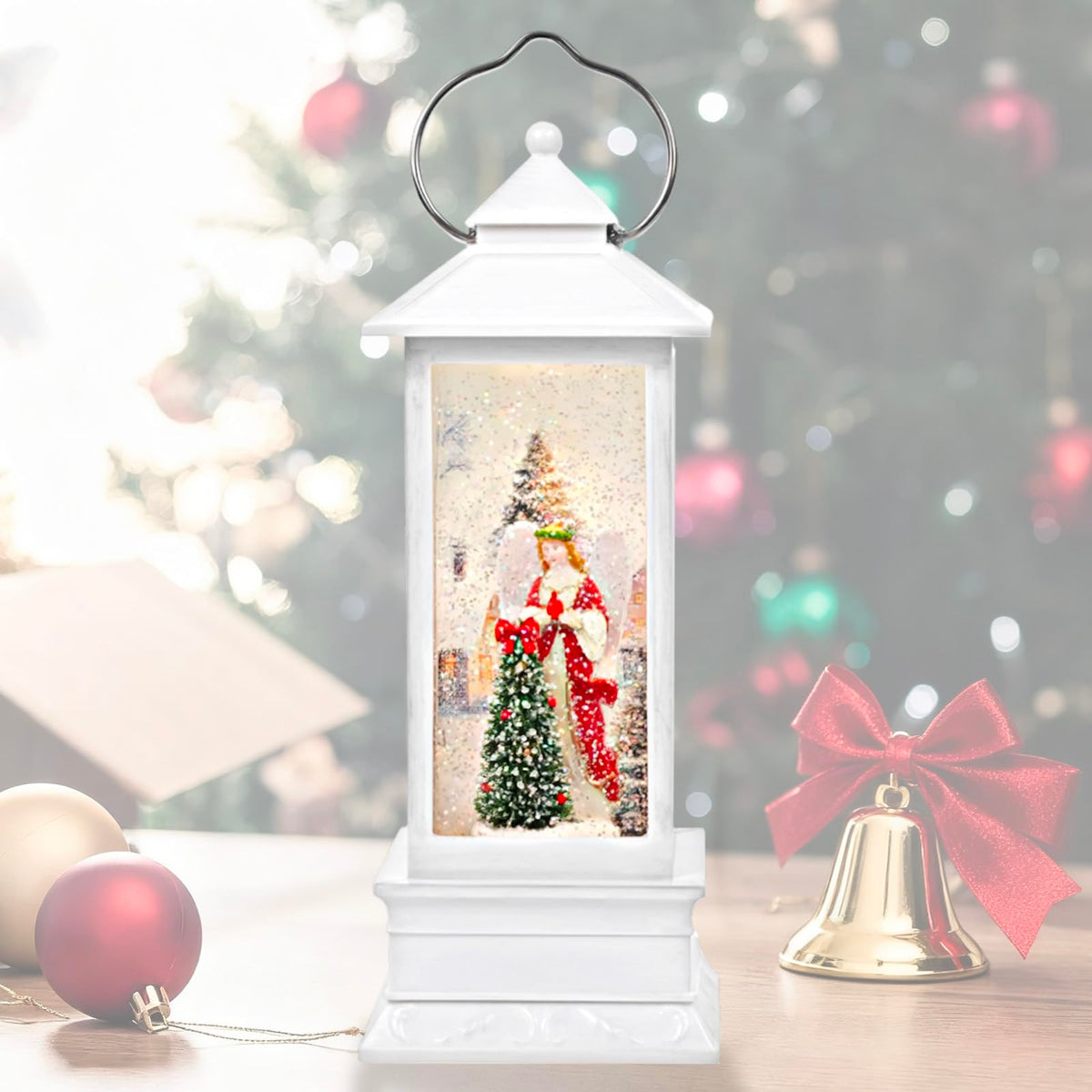 Little Glee Christmas Lantern LED Music Holiday Decoration Angel Tree Resin 1
