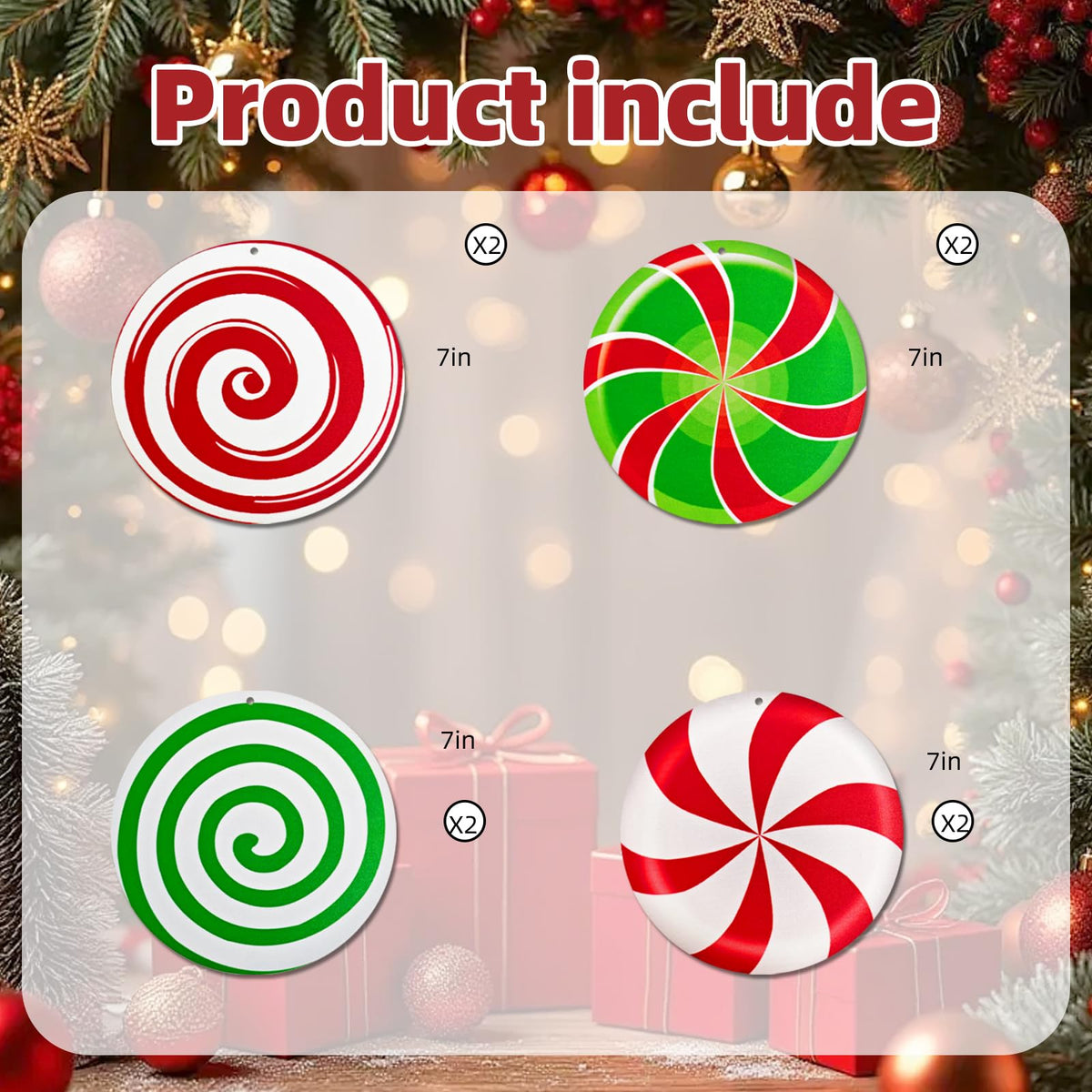 Generic Gingerbread Christmas Wooden Ornaments Large Red White Peppermint 4