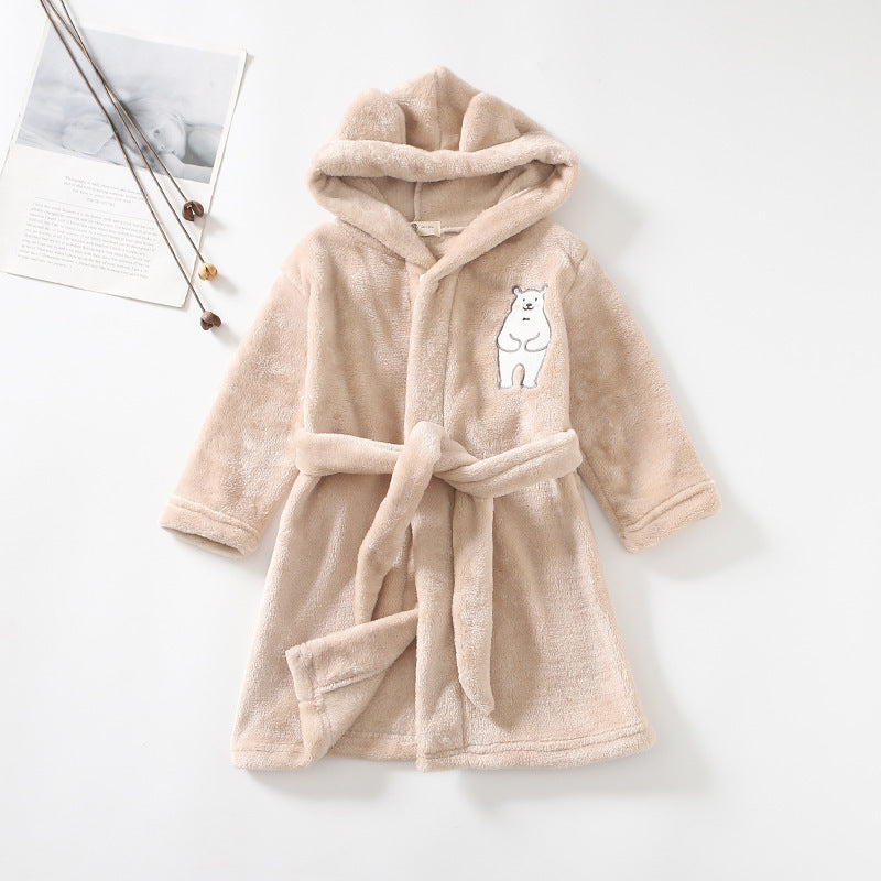 Flannel Bathrobe Boys' Home Wear With Hood 6