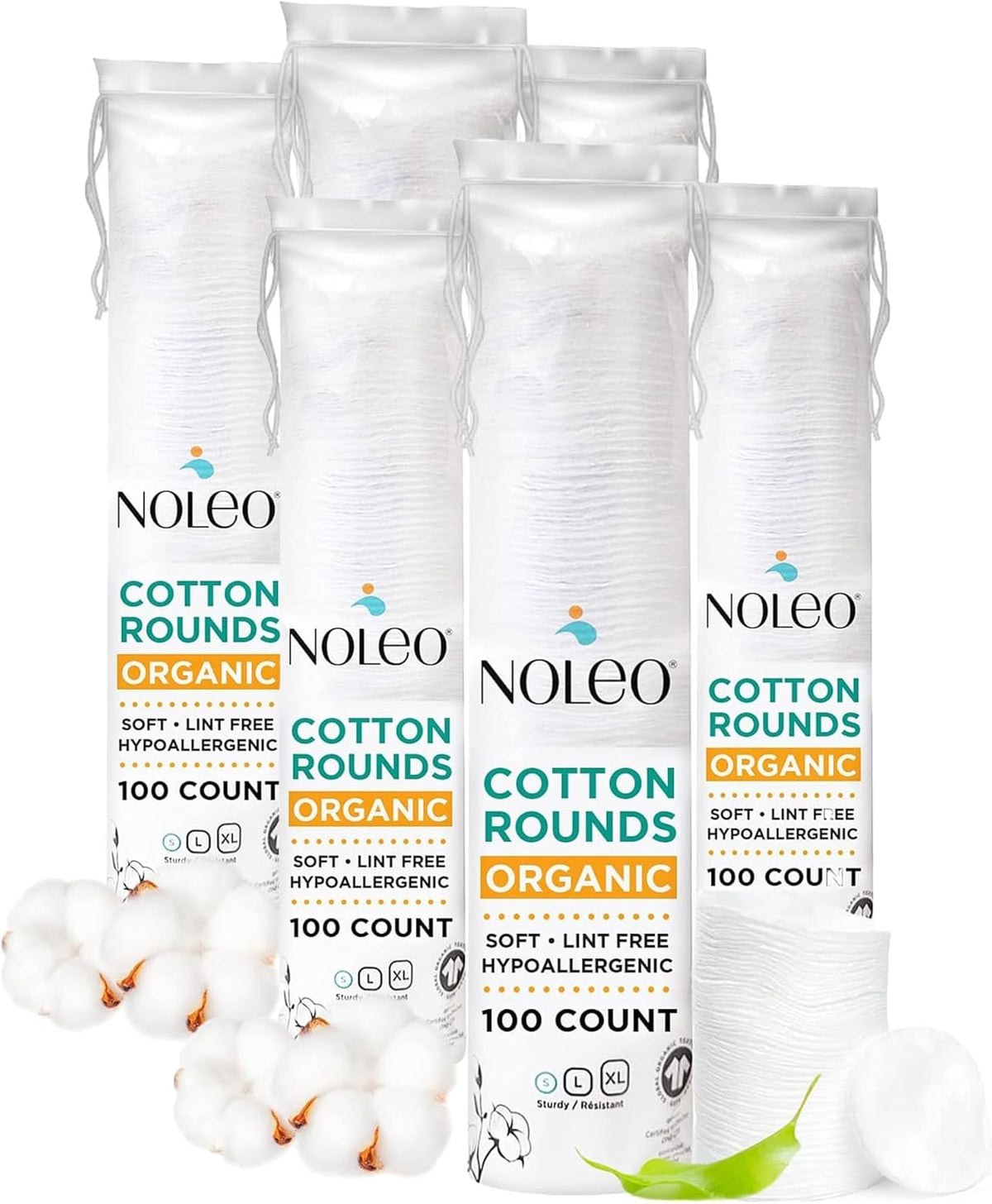 NOLEO Organic Cotton Rounds - Small 2" 5