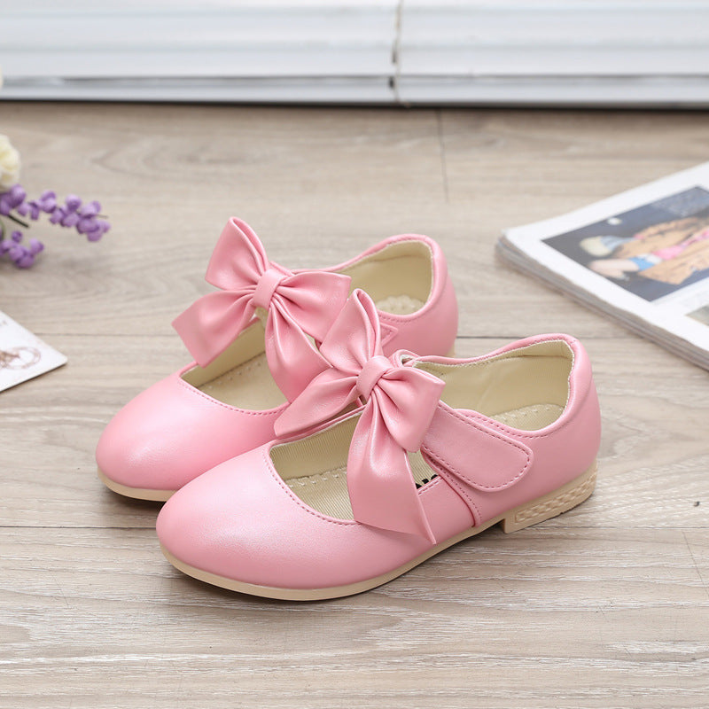 Girls Shoes White Leather Shoes Bowknot Girls Children Princess Shoes 4
