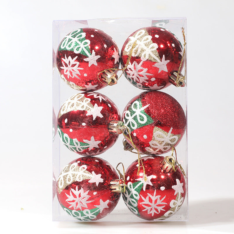 Christmas ball hand drawn pattern Christmas tree pattern decoration plastic electroplated ball decoration 3