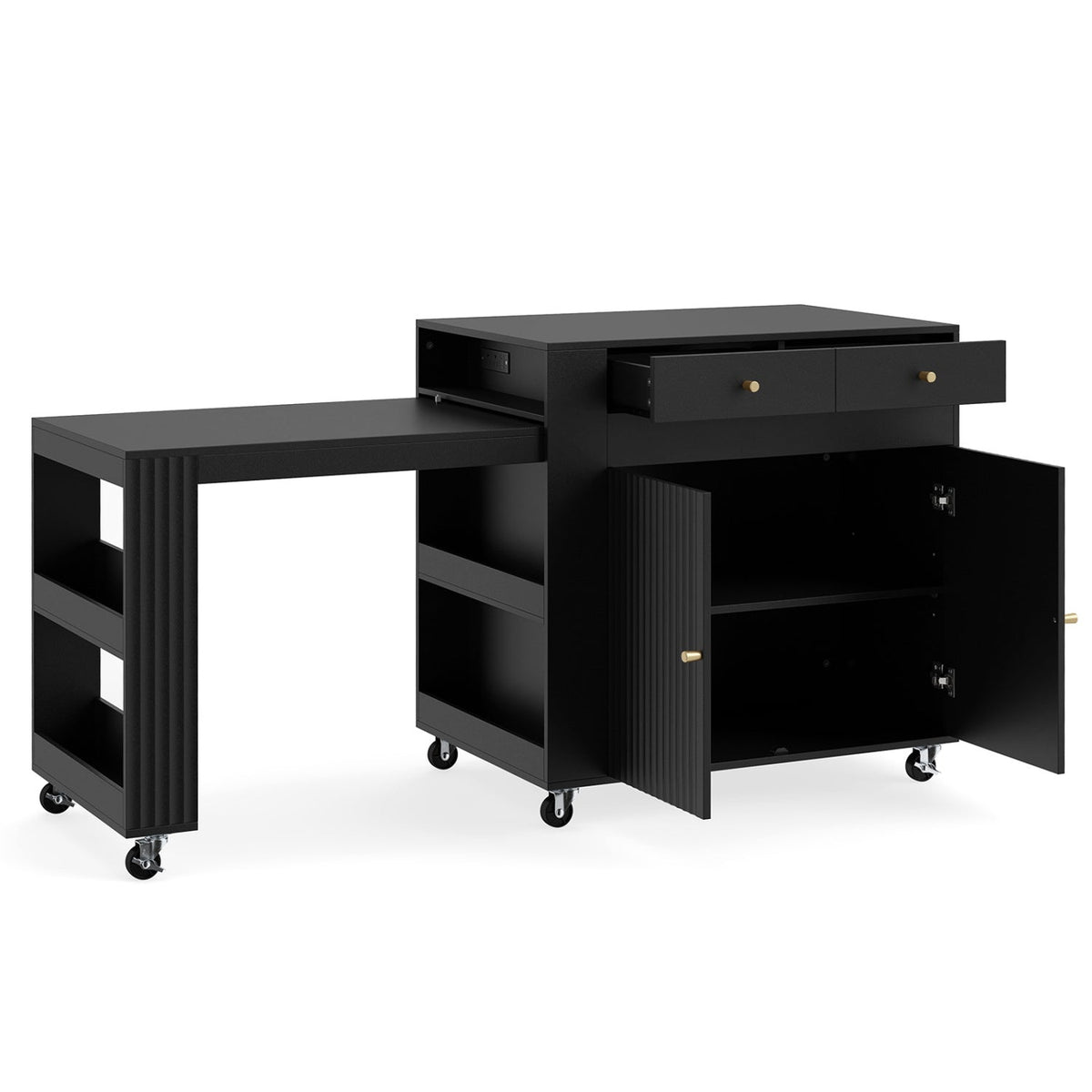 72" Kitchen Island with Extendable Dining Table & Power Outlet 9