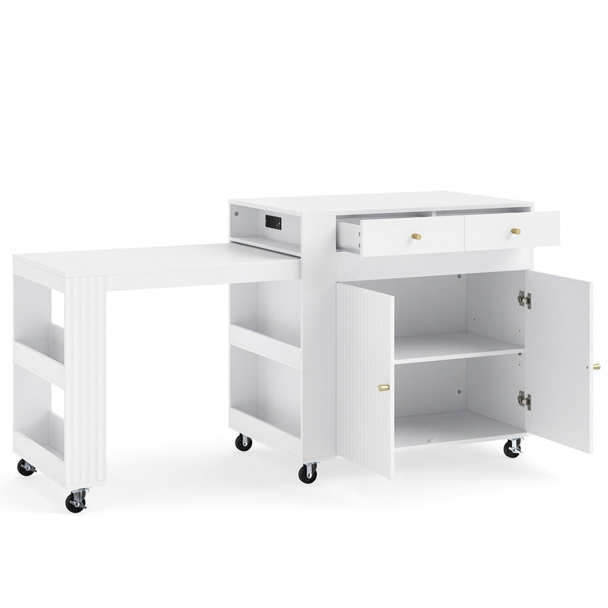 72" Kitchen Island with Extendable Dining Table & Power Outlet 3
