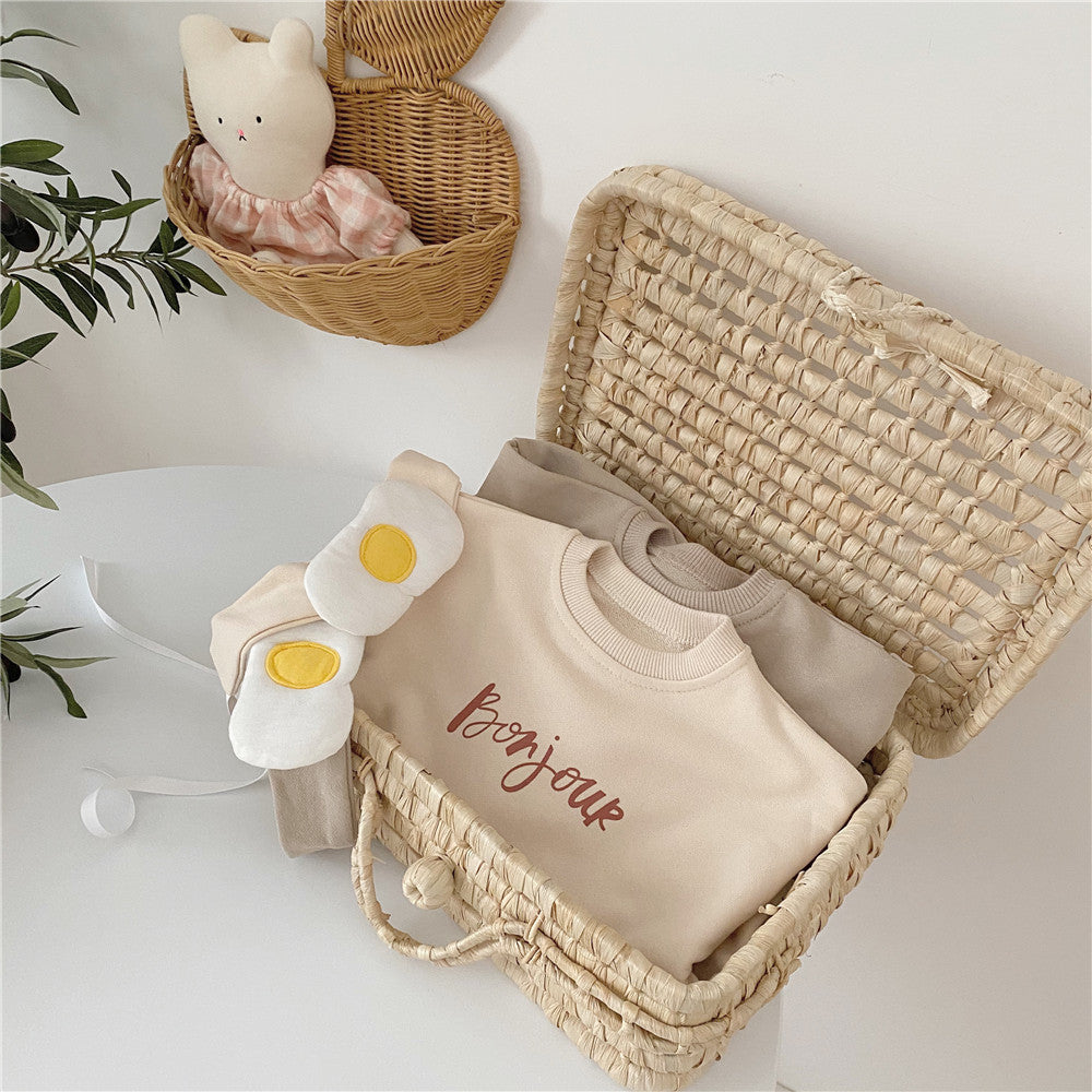 Baby cute poached egg one-piece suit 3