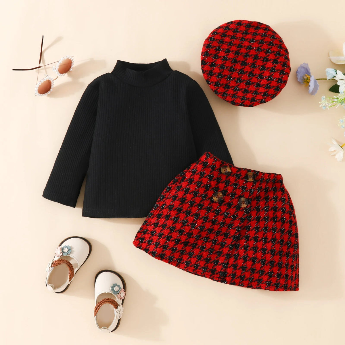 ma&baby 6M-3Y Christmas Newborn Infant Toddler Baby Girl Clothes Sets Knit Long Sleeve Tops Plaid Skirts Hat Xmas Outfits D05 2