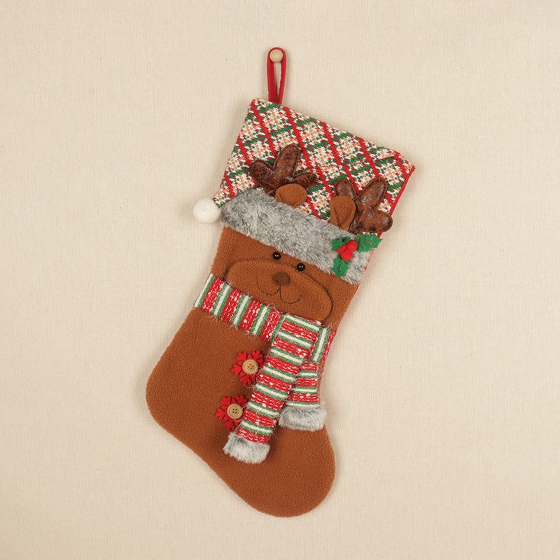 Christmas Stockings Red Santa Claus Snowman Biscuits Deer Gift Bag Christmas Tree Pendant 6
