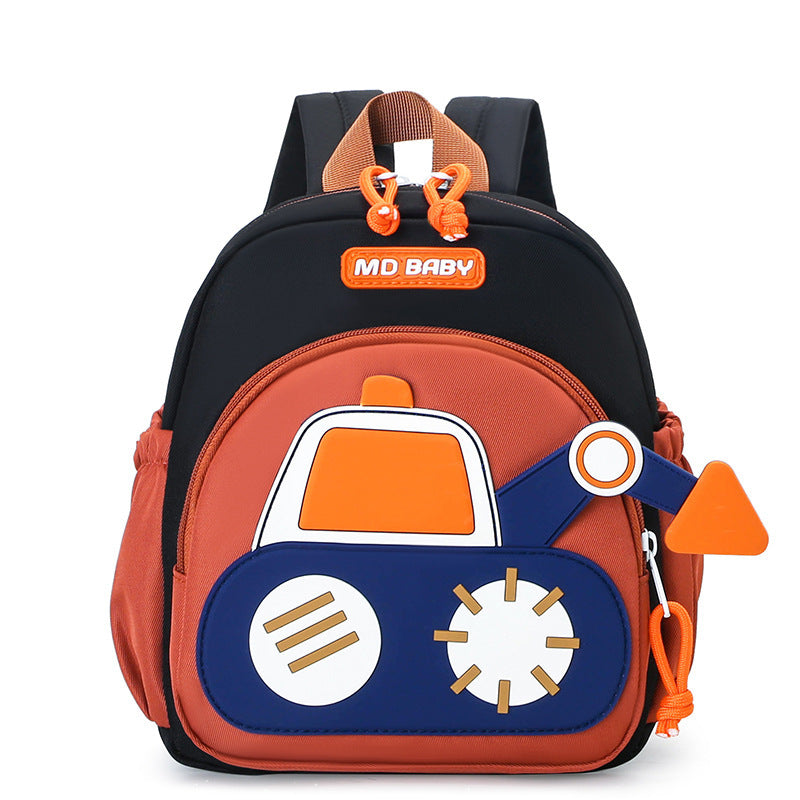 Cute Childrens Backpack Early Education Little Excavator Casual Shoulder Bag 6