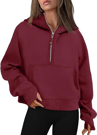 Zipper Hoodies Sweatshirts With Pocket Loose Sport Tops Long Sleeve Pullover Sweaters Winter Fall Outfits Women Clothing 11
