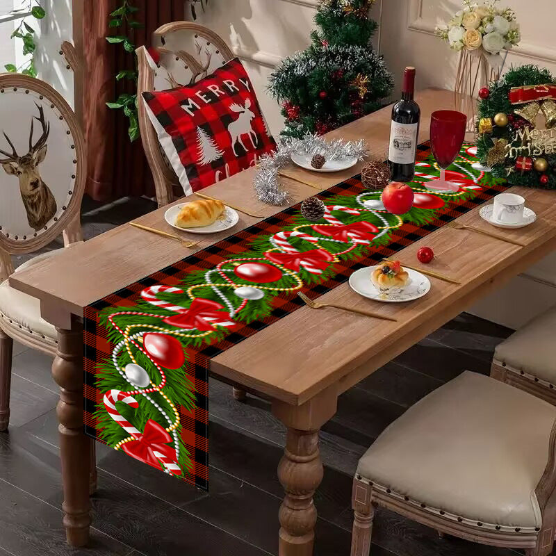 Christmas table flag Christmas candy printed tablecloth TV cabinet decoration white linen tablecloth tea flag pad 3