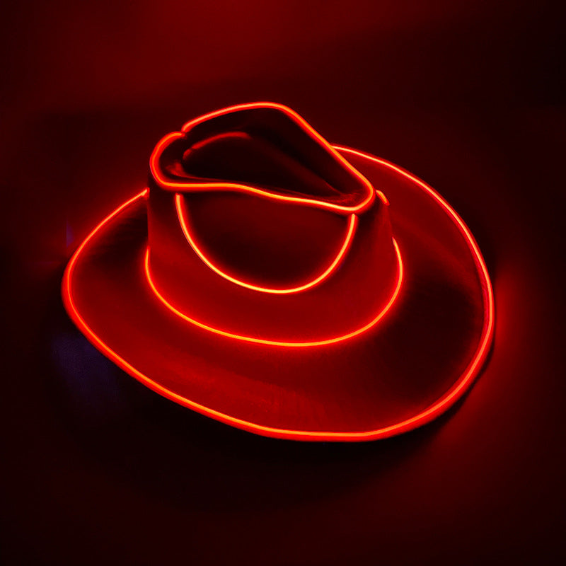 Halloween Carnival Party LED Wireless Fluorescent Colorful Cowboy Flashing Hat 13