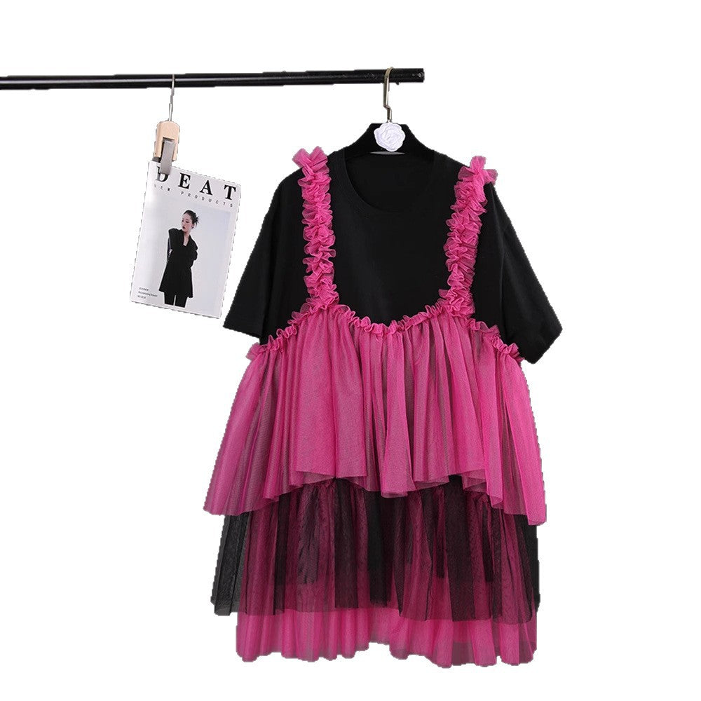 Womens Loose-fit Dress With Mesh Paneling 5