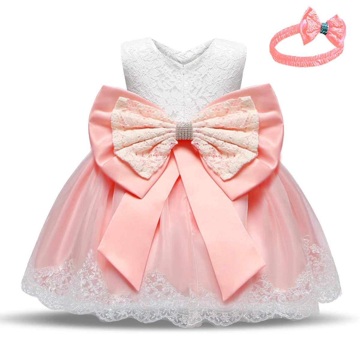 Baby Princess One Year Old Bow Lace Dress 1