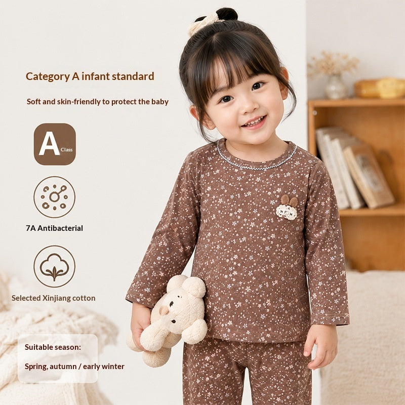 SpringAutumn Boneless Boys And Girls Autumn Top And Pants Set 7A Antibacterial Underwear Set 4